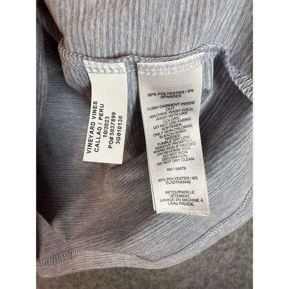 Vineyard Vines Youth OTG Sankaty Polo Preppy Gray Striped Performance - Medium - Picture 7 of 8